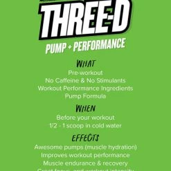 Muscle Nation 30% EOFY SALE THREE D Pre Workout Pump Caffeine Free - Sour Green Apple - 30 Serves