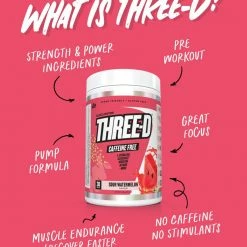 Muscle Nation 30% EOFY SALE THREE D Pre Workout Pump Caffeine Free - Sour Watermelon - 30 Serves