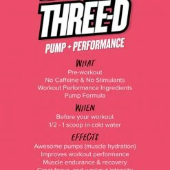 Muscle Nation 30% EOFY SALE THREE D Pre Workout Pump Caffeine Free - Sour Watermelon - 30 Serves