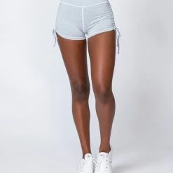 Muscle Nation Signature Scrunch Tie Up Shorts - Ash Grey