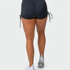 Muscle Nation Signature Scrunch Tie Up Shorts - Black