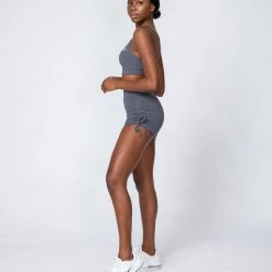 Muscle Nation Signature Scrunch Tie Up Shorts - Slate Scrunch Bum