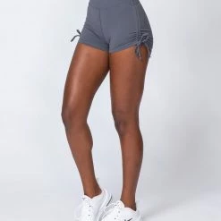 Muscle Nation Signature Scrunch Tie Up Shorts - Slate Scrunch Bum