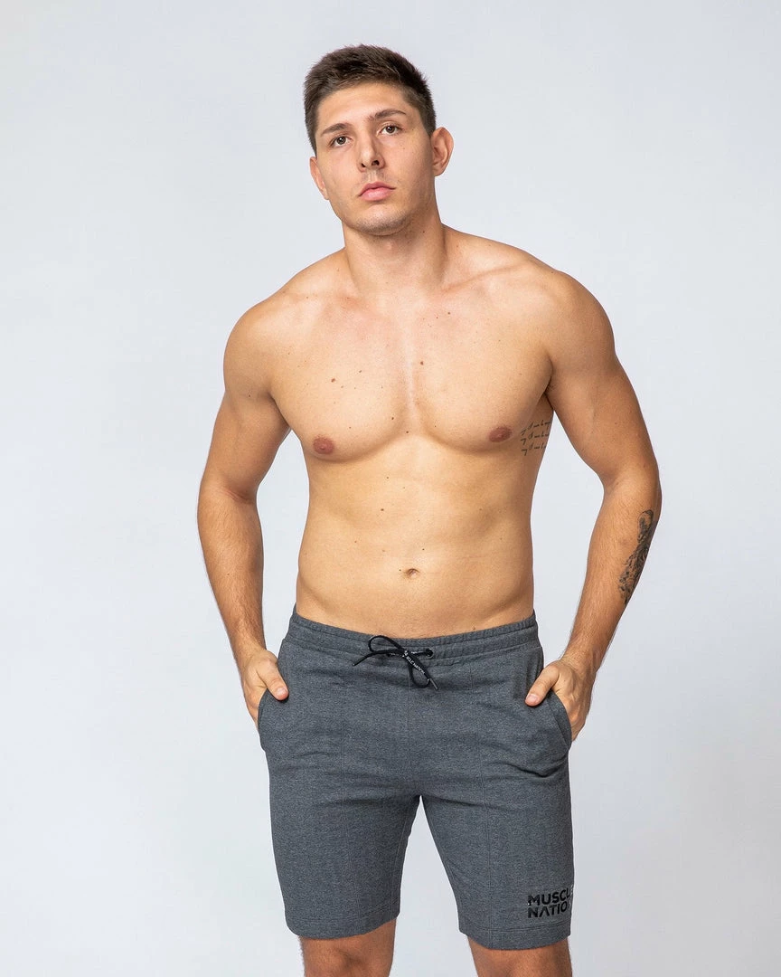Muscle Nation Mens Ultimate Tapered Fit Shorts - Dark Grey 7 Muscle Nation Mens Ultimate Tapered Fit Shorts - Dark Grey