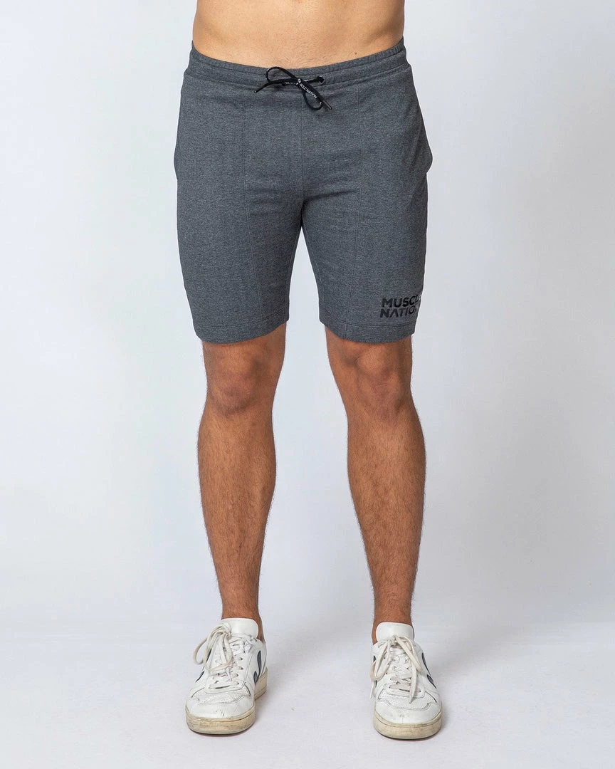Muscle Nation Mens Ultimate Tapered Fit Shorts - Dark Grey 9 Muscle Nation Mens Ultimate Tapered Fit Shorts - Dark Grey