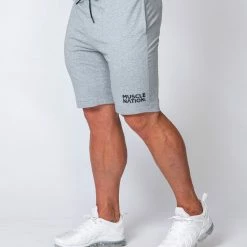 Muscle Nation Ultimate Tapered Fit Shorts - Light Grey Mens