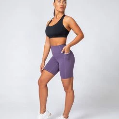 Muscle Nation Ultra High Waist Bike Shorts - Velvet Purple Non Scrunch