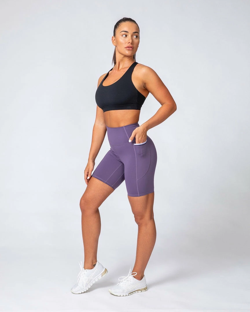 Muscle Nation Ultra High Waist Bike Shorts - Velvet Purple Non Scrunch 4 Muscle Nation Ultra High Waist Bike Shorts - Velvet Purple Non Scrunch