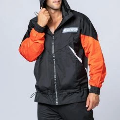 Muscle Nation Unisex Retro Jacket - Black / Blood Orange Womens 23 Muscle Nation Unisex Retro Jacket - Black / Blood Orange Womens