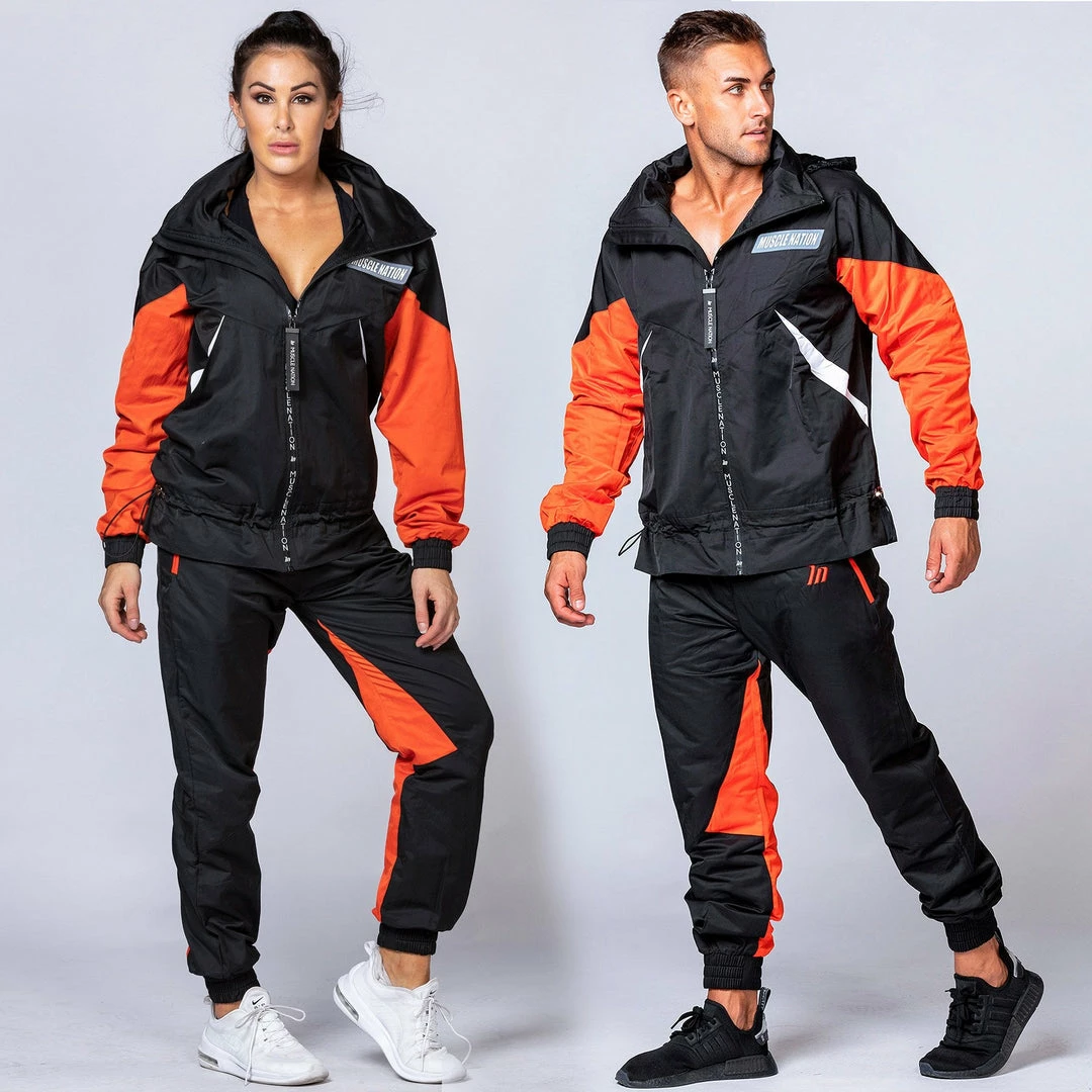 Muscle Nation Unisex Retro Jacket - Black / Blood Orange Womens 4 Muscle Nation Unisex Retro Jacket - Black / Blood Orange Womens