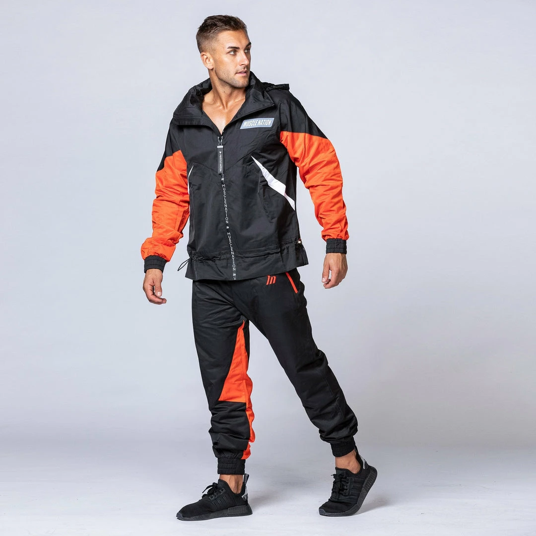 Muscle Nation Unisex Retro Jacket - Black / Blood Orange Womens 6 Muscle Nation Unisex Retro Jacket - Black / Blood Orange Womens