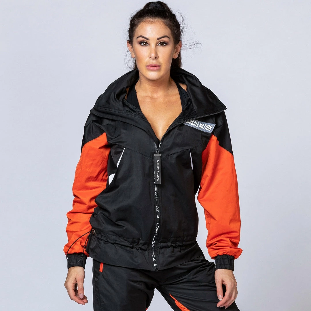 Muscle Nation Unisex Retro Jacket - Black / Blood Orange Womens 7 Muscle Nation Unisex Retro Jacket - Black / Blood Orange Womens