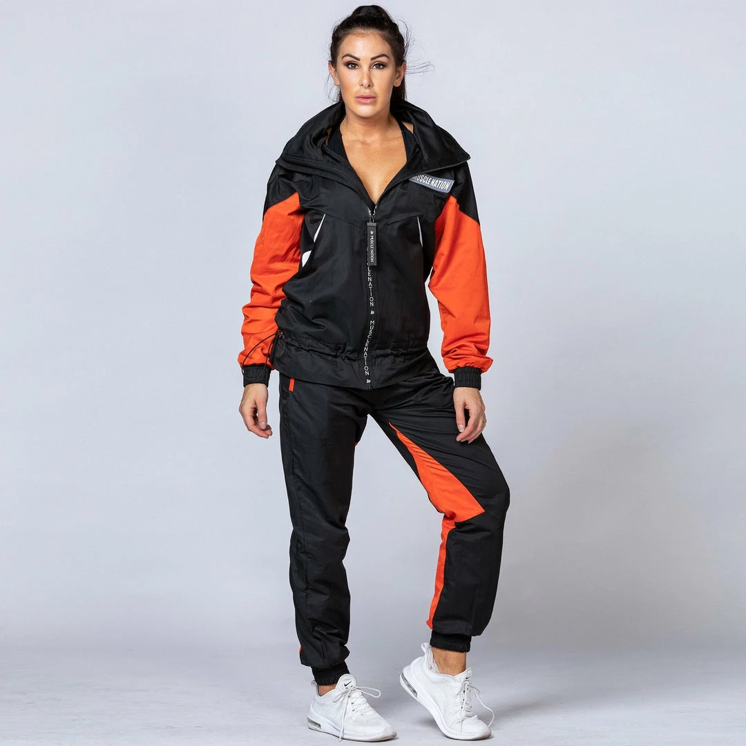Muscle Nation Unisex Retro Jacket - Black / Blood Orange Womens 10 Muscle Nation Unisex Retro Jacket - Black / Blood Orange Womens