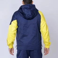 Muscle Nation Womens Unisex Retro Jacket - Navy/ Yellow