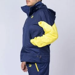 Muscle Nation Womens Unisex Retro Jacket - Navy/ Yellow