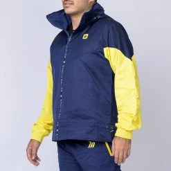 Muscle Nation Womens Unisex Retro Jacket - Navy/ Yellow