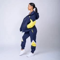 Muscle Nation Womens Unisex Retro Jacket - Navy/ Yellow