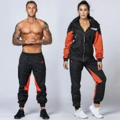 Muscle Nation Unisex Retro Tracksuit Pants - Black / Blood Orange Womens