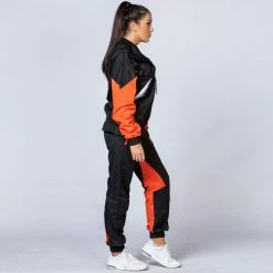 Muscle Nation Unisex Retro Tracksuit Pants - Black / Blood Orange Womens