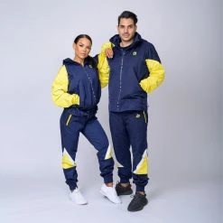Muscle Nation Unisex Retro Tracksuit Pants - Navy / Yellow 17 Muscle Nation Unisex Retro Tracksuit Pants - Navy / Yellow