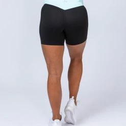 Muscle Nation Womens V Wrap High Waist Bike Shorts - Sky Blue