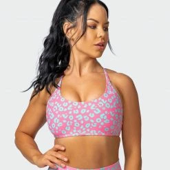 Muscle Nation Wanderlust Bralette - Cotton Candy Cheetah Print