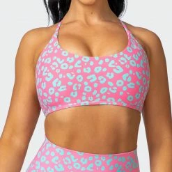 Muscle Nation Wanderlust Bralette - Cotton Candy Cheetah Print