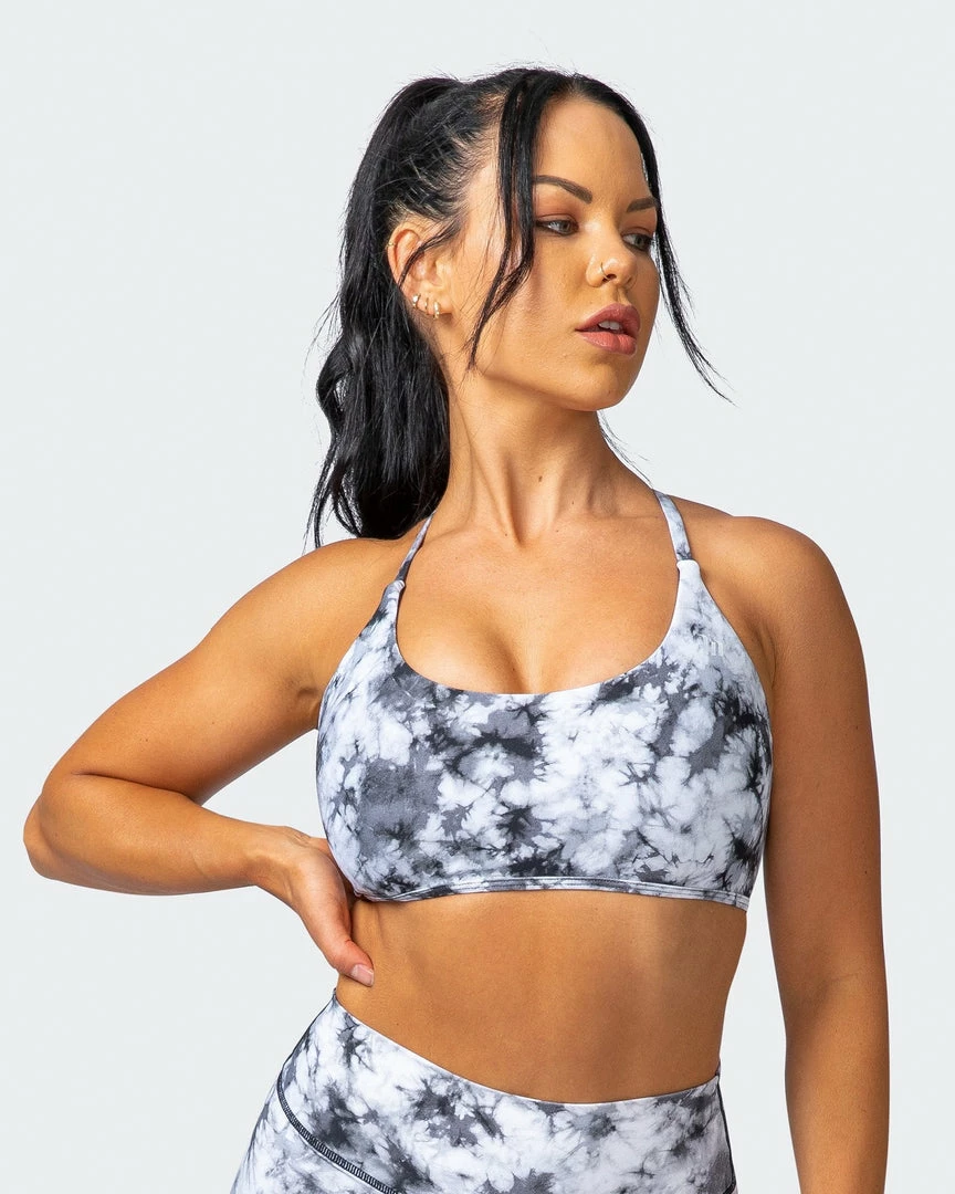 Muscle Nation Wanderlust Bralette - Grey Black Tie Dye Print 3 Muscle Nation Wanderlust Bralette - Grey Black Tie Dye Print