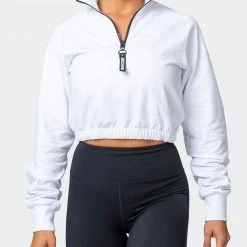 Muscle Nation Post Game Quarter Zip Jumper - White