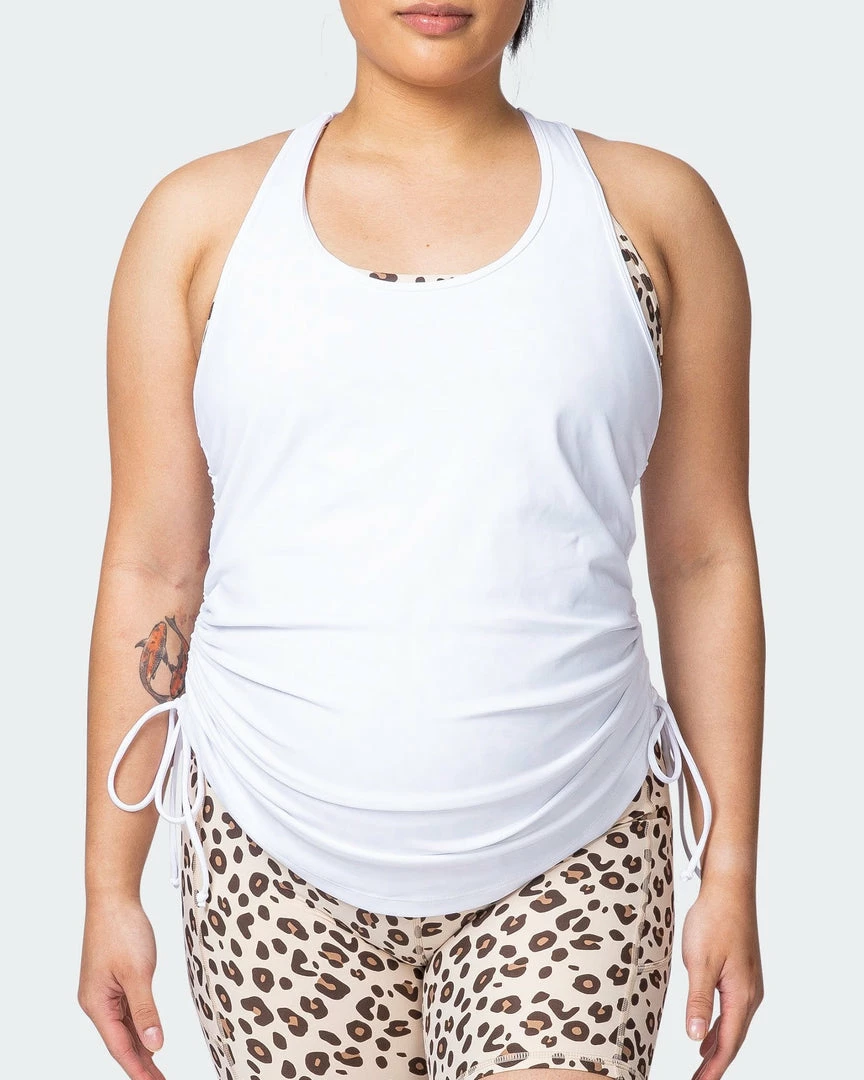 Muscle Nation Side Tie Maternity Tank - White 4 Muscle Nation Side Tie Maternity Tank - White