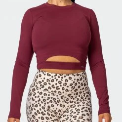 Muscle Nation Half Time Long Sleeve - Wine Womens