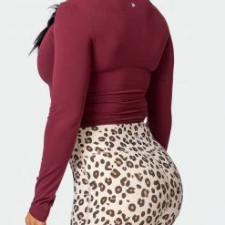 Muscle Nation Half Time Long Sleeve - Wine Womens