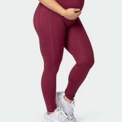 Muscle Nation Womens Maternity Superior Squat Pocket Leggings - Wine
