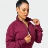 Muscle Nation Womens Post Game Quarter Zip Jumper - Wine