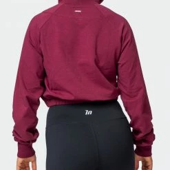 Muscle Nation Womens Post Game Quarter Zip Jumper - Wine