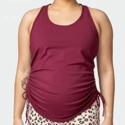 Muscle Nation Side Tie Maternity Tank - Wine Womens