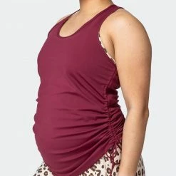 Muscle Nation Side Tie Maternity Tank - Wine Womens