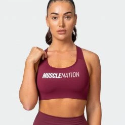 Muscle Nation Strike Bra - Wine Womens