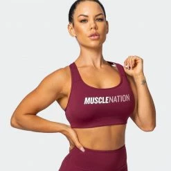 Muscle Nation Strike Bra - Wine Womens
