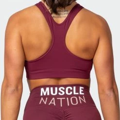 Muscle Nation Strike Bra - Wine Womens