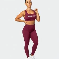Muscle Nation Superior Squat Full Length Leggings - Wine Non Scrunch