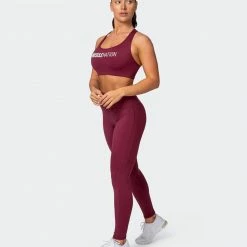 Muscle Nation Superior Squat Full Length Leggings - Wine Non Scrunch