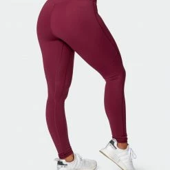 Muscle Nation Superior Squat Full Length Leggings - Wine Non Scrunch