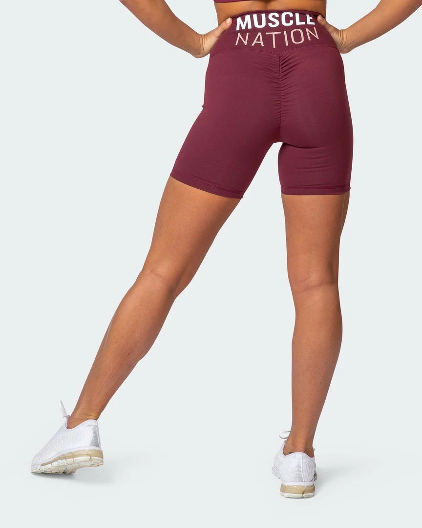 Muscle Nation Prize Fighter Bike Shorts - Wine W/ White & Fawn 3 Muscle Nation Prize Fighter Bike Shorts - Wine W/ White & Fawn