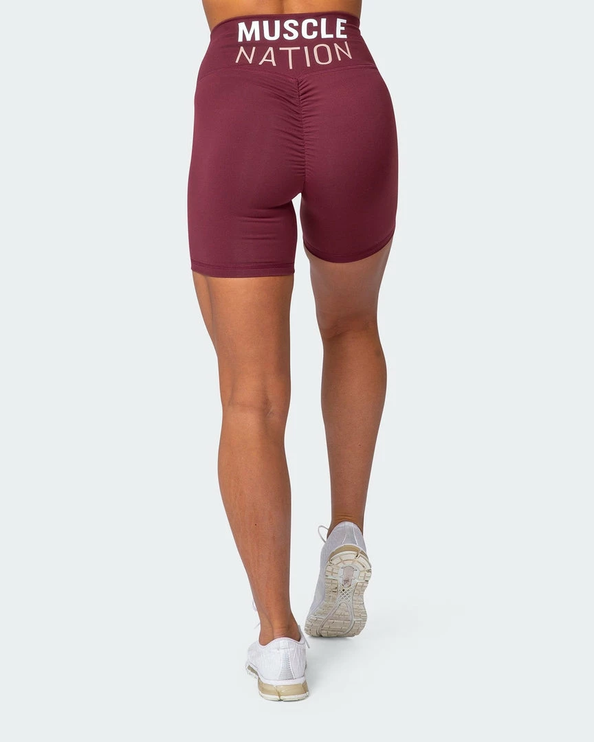 Muscle Nation Prize Fighter Bike Shorts - Wine W/ White & Fawn 4 Muscle Nation Prize Fighter Bike Shorts - Wine W/ White & Fawn