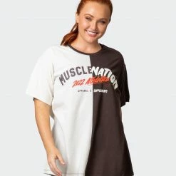 Muscle Nation Womens Athletica Oversized Tee - Cocoa / Dew
