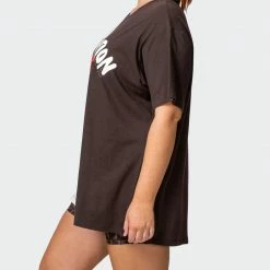 Muscle Nation Womens Athletica Oversized Tee - Cocoa / Dew