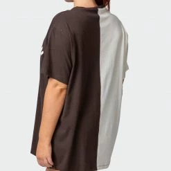 Muscle Nation Womens Athletica Oversized Tee - Cocoa / Dew