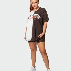 Muscle Nation Womens Athletica Oversized Tee - Cocoa / Dew