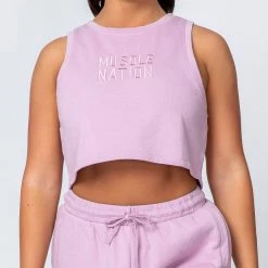 Muscle Nation Womens Cropped Rest Day Tank - Washed Dusty Lilac 11 Muscle Nation Womens Cropped Rest Day Tank - Washed Dusty Lilac
